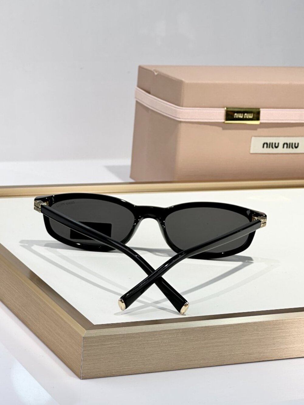 Miu Miu Regard Sunglasses Black Oval Narrow Frame Glasses - Picture 10 of 10